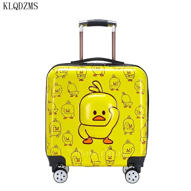 

KLQDZMS 20inch kids Cute Rolling Luggage Spinner Carry on Trolley Travel Bag Cartoon Password Suitcase Wheels