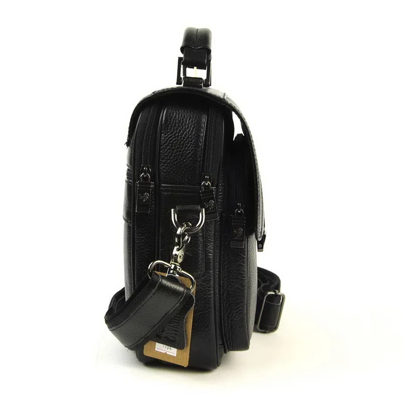 Мужская сумка через плечо из натуральной кожи с несколькими отделениями