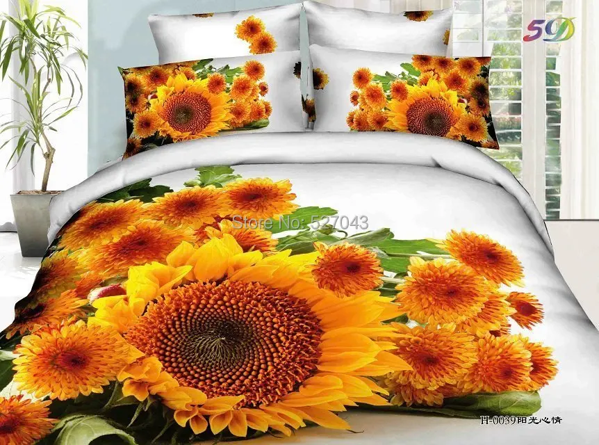 Подсолнух стиль роскошный 3D картина маслом печать 4 шт Полный/Королева