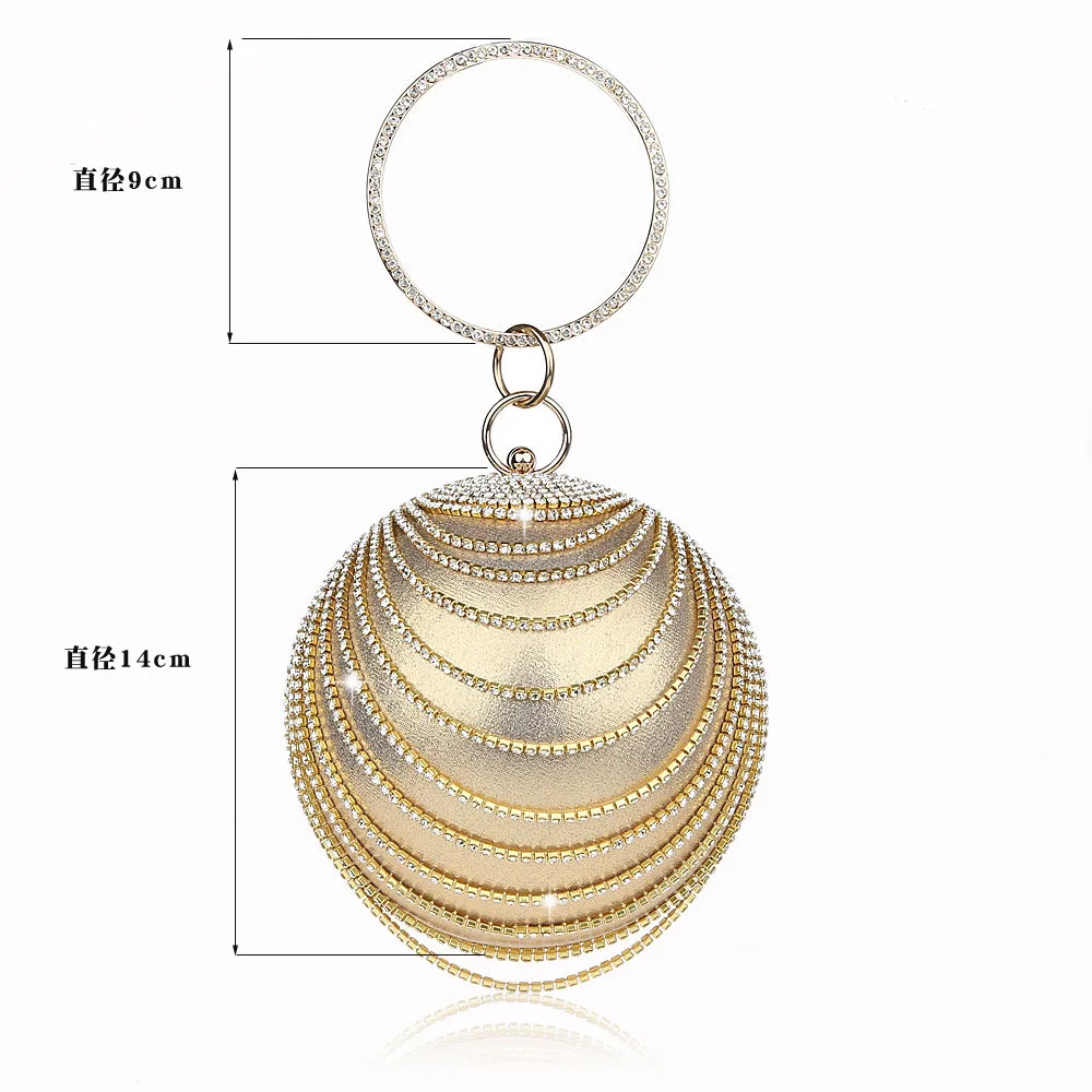 

2018 Makeup Gold Day Clutch Red Ball Shaped Silver Evening Bag Lady Black Handbag Women Tassel Round Shoulder Wedding Dress Bag