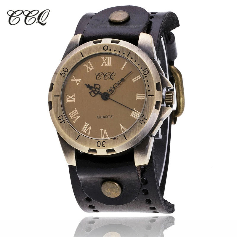 CCQ Марка Винтаж Reloj Hombre Телячья Кожа Мужчины Наручные Часы Случайный Роскошный