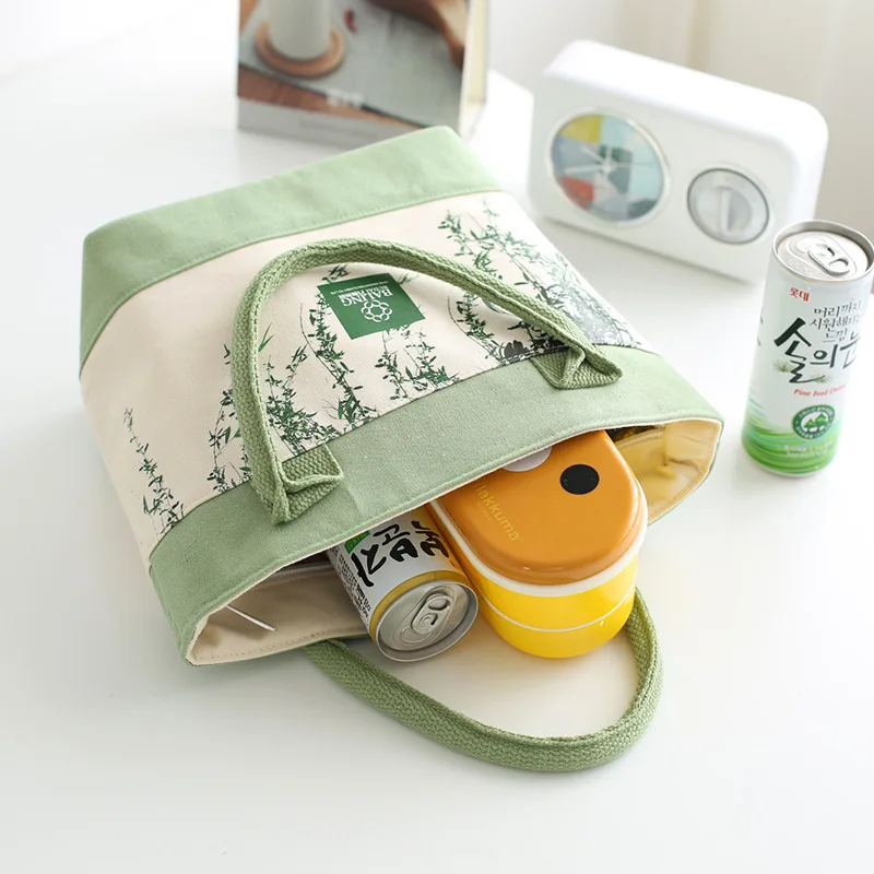 eco friendly canvas cooler bag fresh heat cold preservation carrier ice aluminum foil lunch picnic insulated tote handbag | Багаж и сумки
