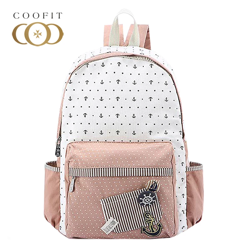 Coofit Cute Floral Stars Printing Canvas Backpack For Women Causal School Bagpack Girls Teens Youth Travel Laptop Daypack | Багаж и сумки