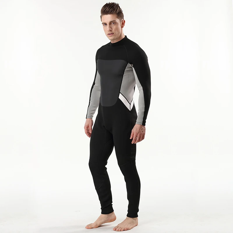Мужской гидрокостюм 2 мм Премиум неопрен гибкий черный серый купальник для