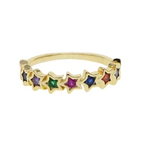gold filled multi colorful cz cubic zirconia fashion trendy women jewelry star band ring