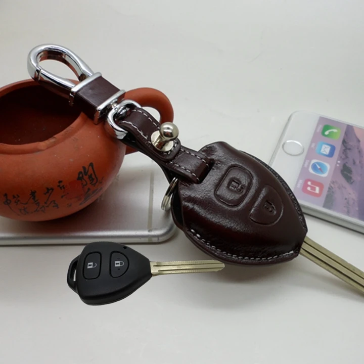 Чехол брелок из натуральной кожи для Toyota Corolla Yaris LC Prado 2700 Avalon Rav4 Cmary держатель