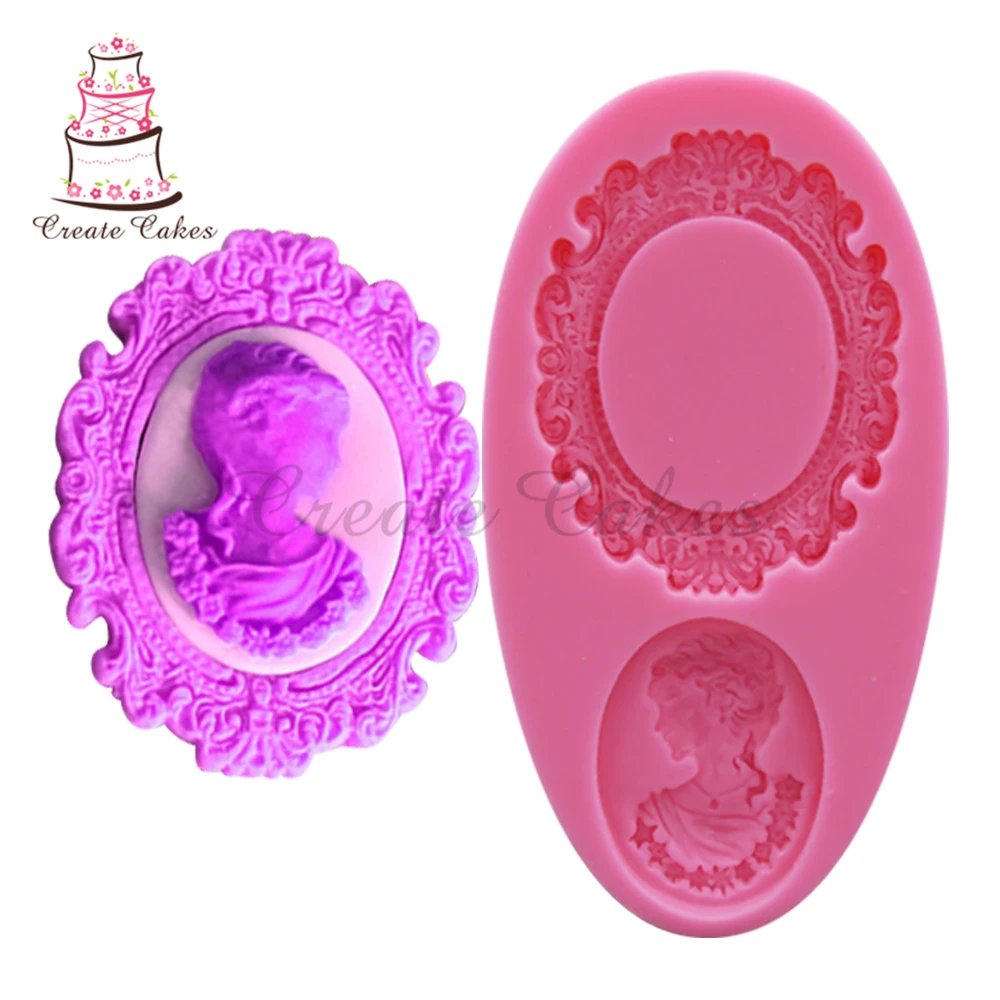 Овальная Камея и овальная оправа форма для помадки миниатюрная силиконовая