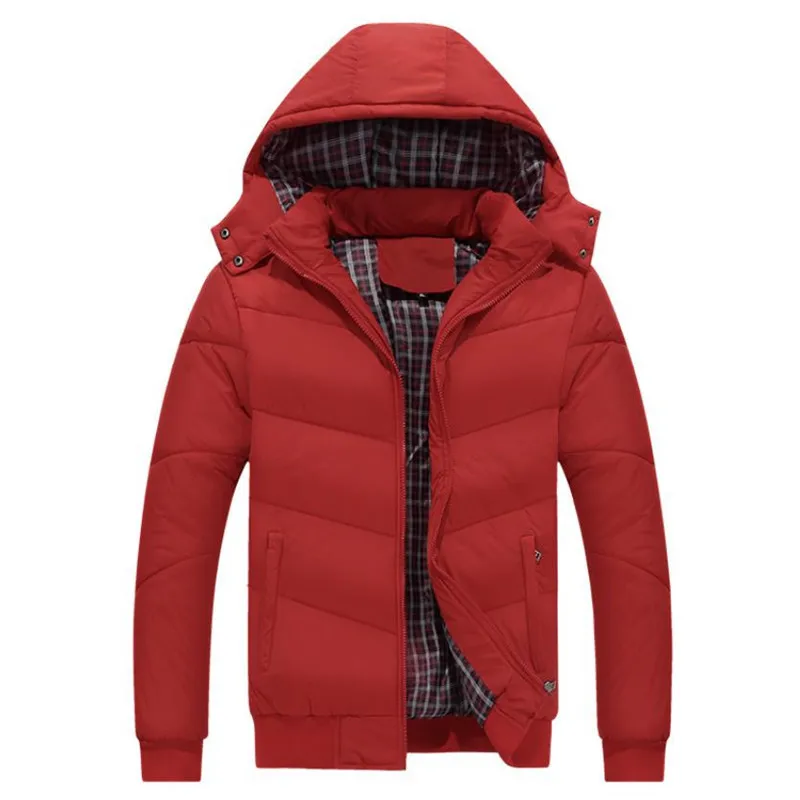 Мужской пуховик со съемным капюшоном осенний и зимний модный однотонный