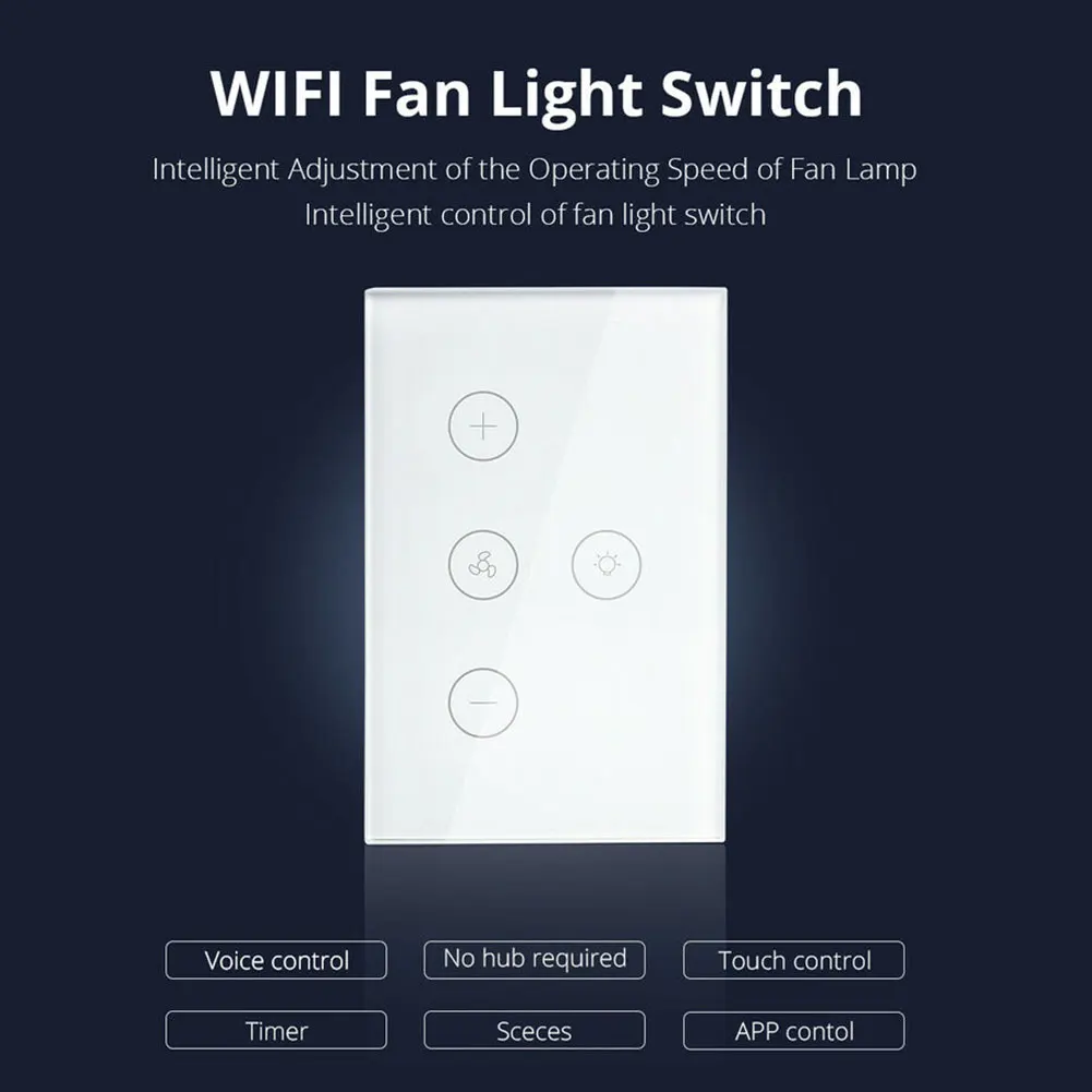 Wifi потолочный вентилятор Выключатель света 120 тип голосового управления