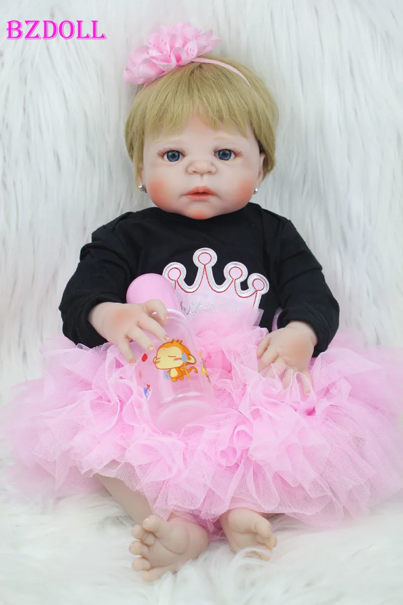 

55 CM Full Body Silicone Reborn Baby Doll 22 Inch Newborn Girl Princess Babies Toy Child Birthday Xmas Gift