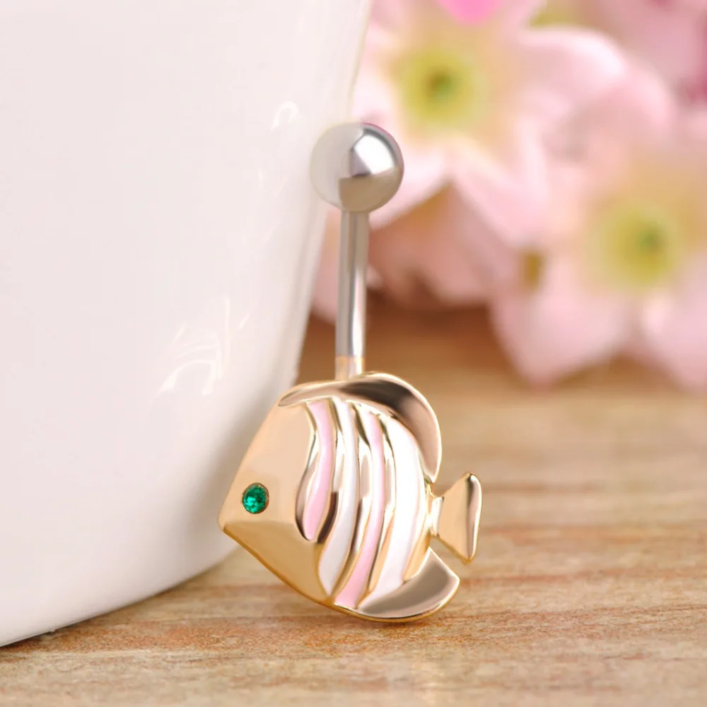 Funmor морская рыба пупка Кольца для эмаль животного пирсинг хирургические Сталь