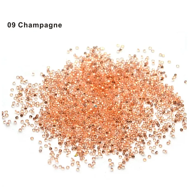 09 Champagne 1440 шт./упак. Мини Micro Украшенные стразами 3D Цвет ногтей Икра Блеск Бусы 1,2 мм ногтей стразами DIY Nail Книги по искусству украшения - Цвет: 09 Champagne