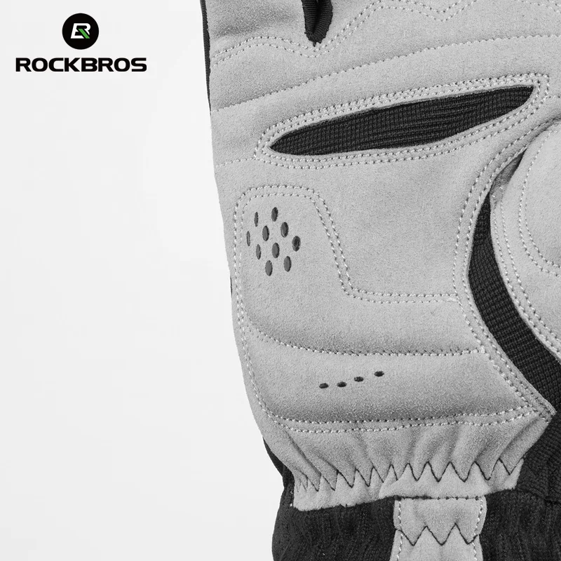 ROCKBROS термальные велосипедные перчатки ветрозащитные перчатки для лыжного велосипеда велосипедные перчатки MTB дорожный Противоскользящий коврик теплые мотоциклетные спортивные перчатки черные