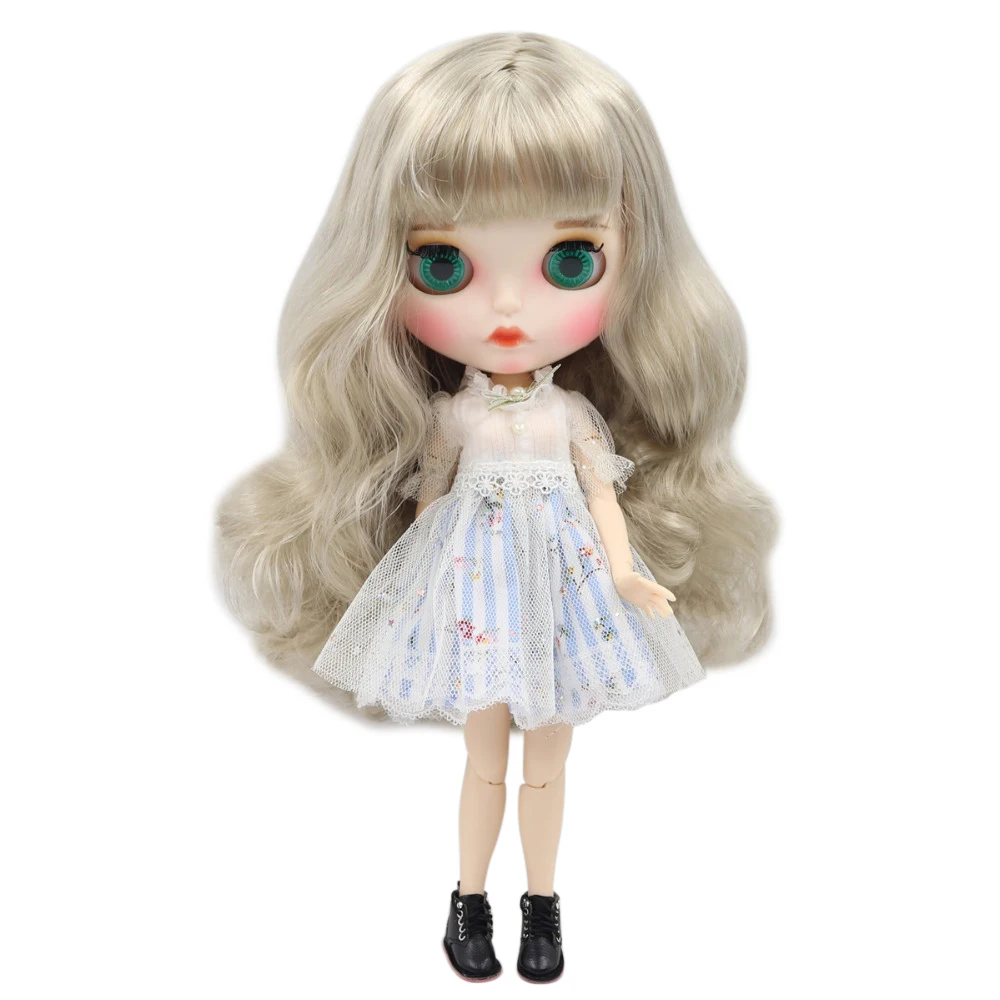 Ледяная кукла DBS Blyth 1/6 bjd белая кожа для суставов тела Серые Серебряные волосы