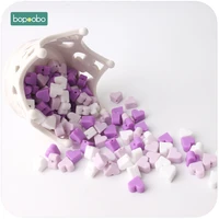 bopoobo silicone beads teether purple series 14mm 30pc food grade teething silicone heart shape bead diy crafts baby teether
