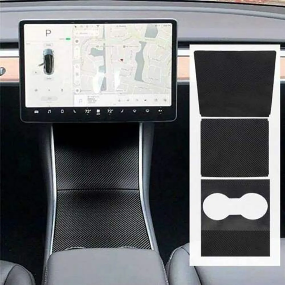 5D Carbon Fiber Center Console Wrap Vinyl Kit Black Upgrade Fit For Tesla Model 3 High Quality Free Shipping | Автомобили и