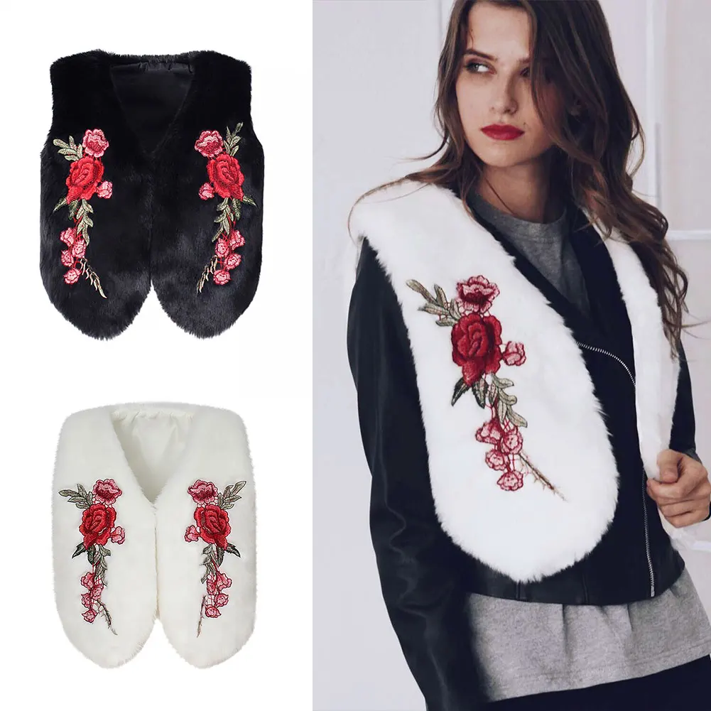 Женский зимний весенний Модный популярный вышитый жилет из искусственного меха
