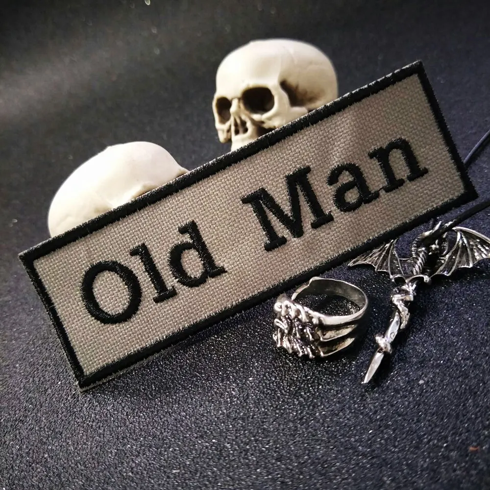 

old man Patch Iron On Patch Embroidered Applique Sewing Label punk biker Patches Clothes Stickers Apparel Accessories Badge