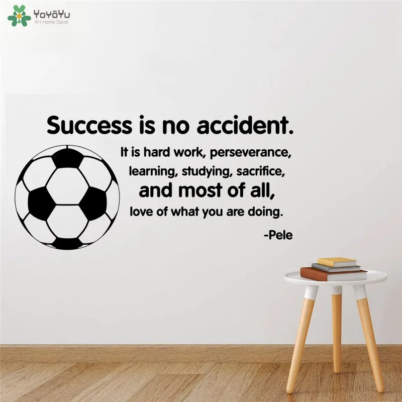 YOYOYU Wall Decal Success Is No Accident Sticker Vinyl Mural For Kids Boys Room Pele Quote Soccer Poster QQ322 | Дом и сад