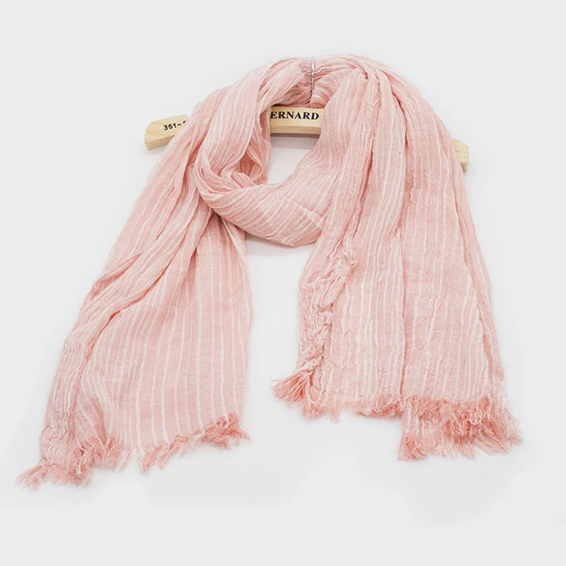 Весенний женский и мужской шарф хлопковые льняные винтажные полосатые шарфы 180*80