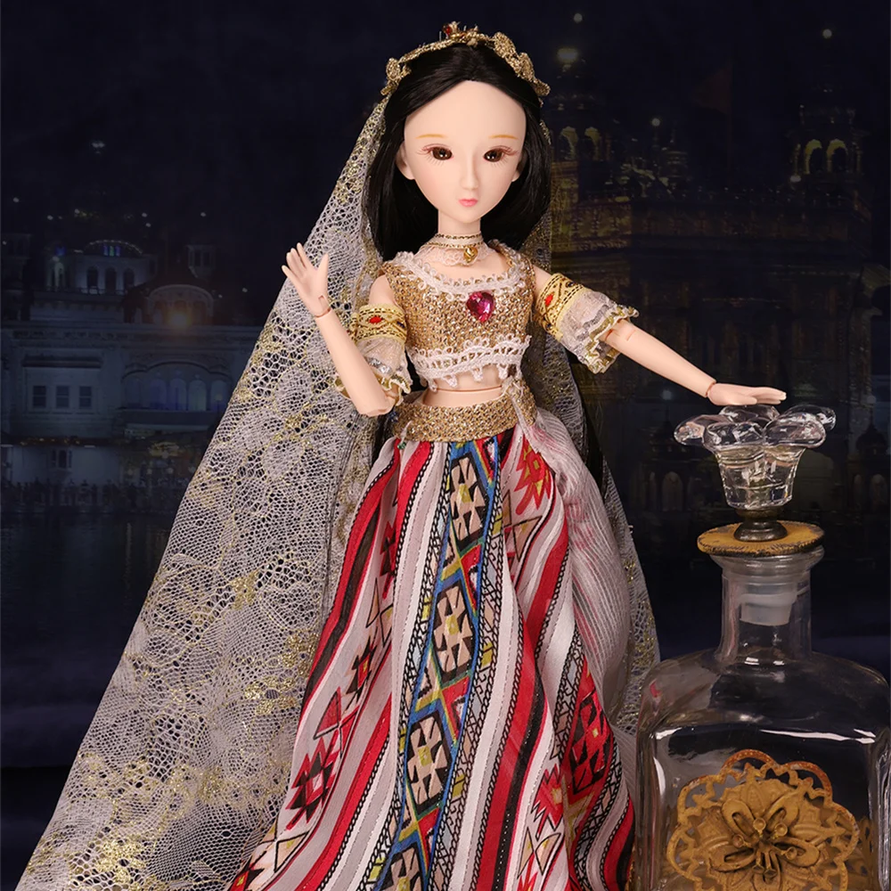 New national costumes India xiaojing doll girl joint body bjd including clothes shoes and box 25cm fress shipping gift | Игрушки и хобби