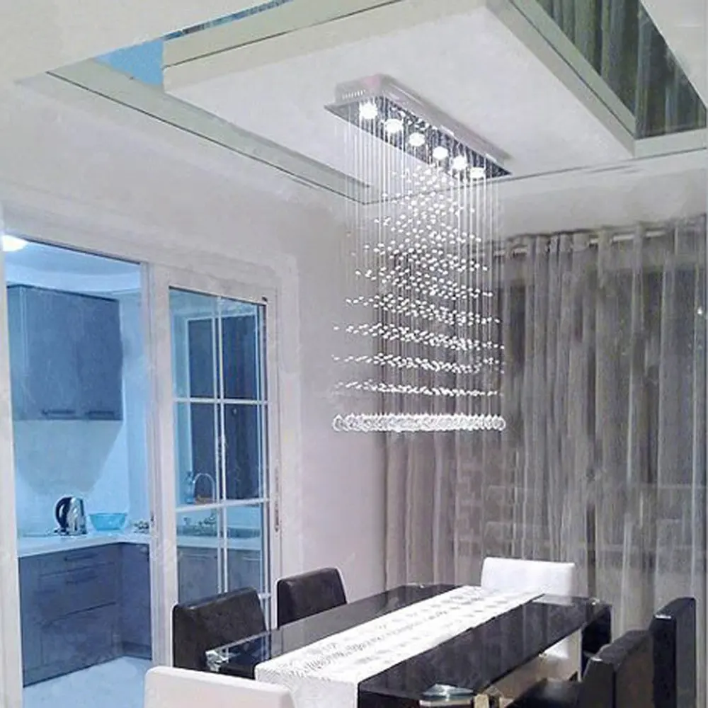 Продолговатый Хрустальный подвесной потолочный светильник для столовой