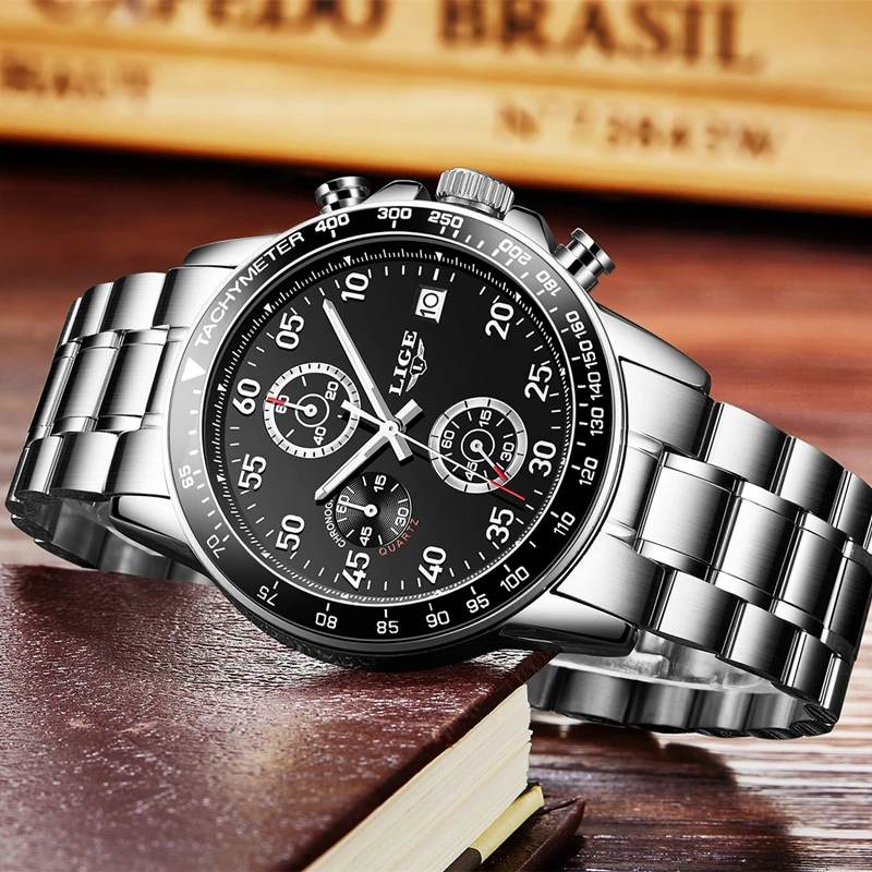 LIGE часы Для мужчин модные спортивные кварцевые s лучший бренд класса люкс Полный