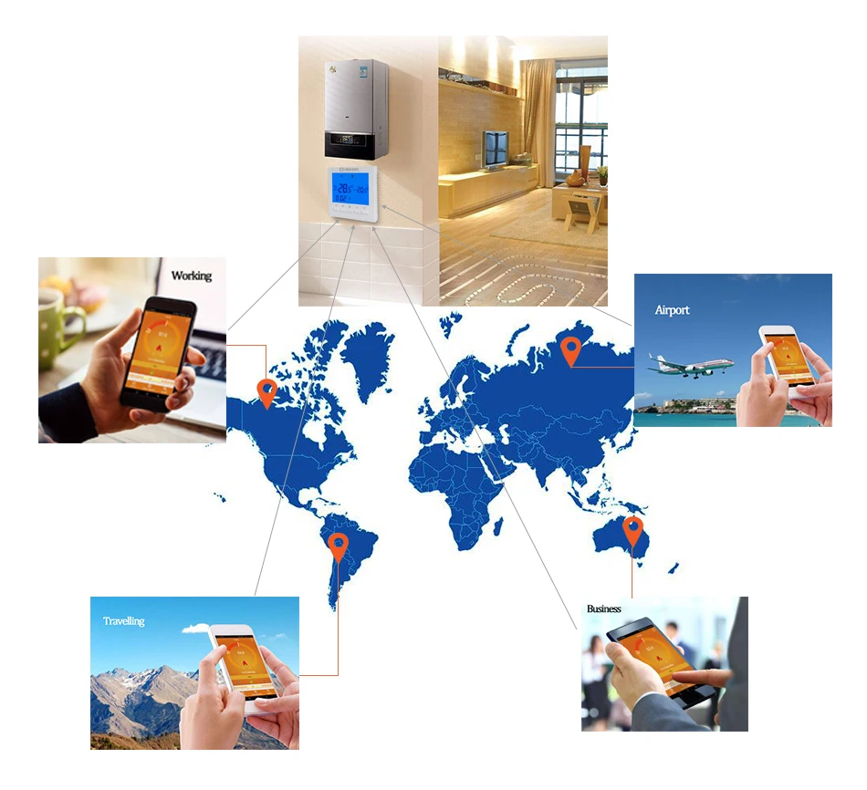 Синяя подсветка ручного управления и Wi-Fi термостат для газового котла программа энергосбережения котел регулятор температуры нагрева