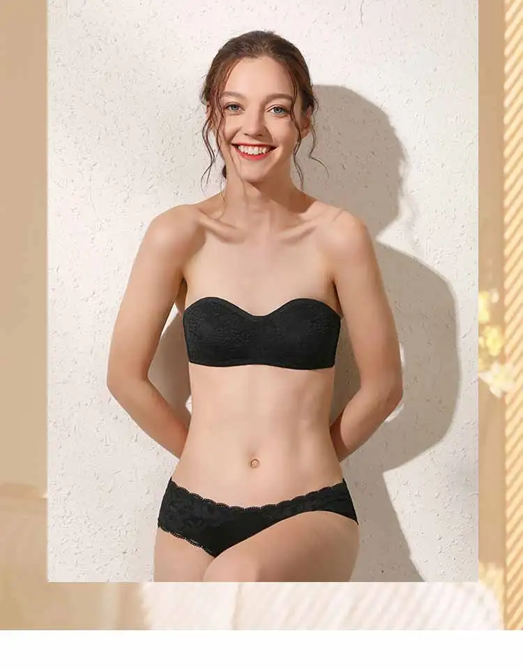 DOBREVA Sexy Lace Backless Bras For Women Lingerie Brassiere Full Cup Invisible Multiway Strapless Bra Underwear