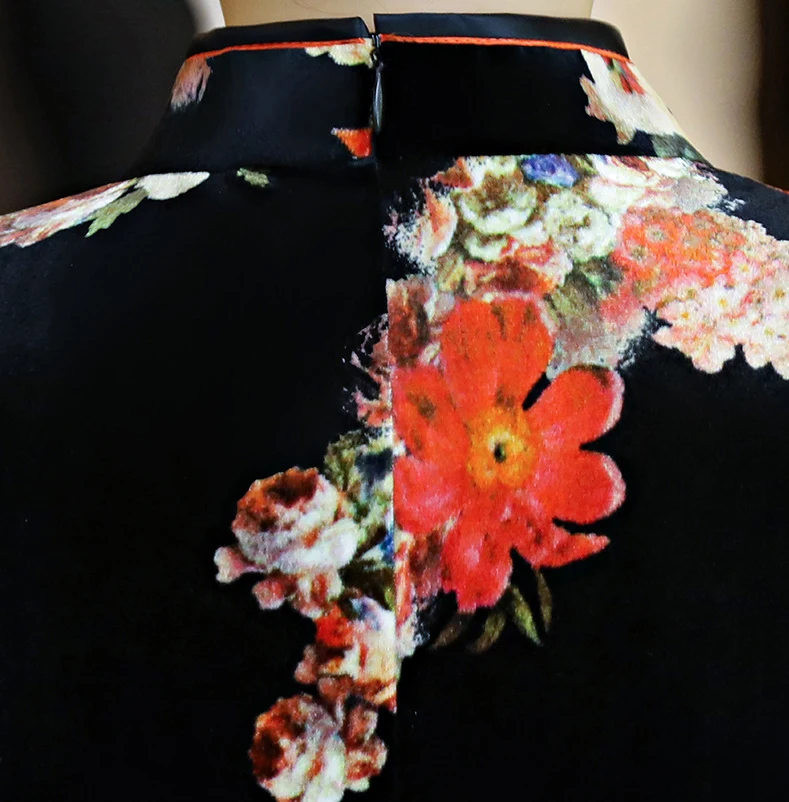 

Novelty Sexy Mini Cheongsam 2018 Autumn Traditional Chinese style Dress Womens Velour Qipao Slim Party Dresses Button Vestido
