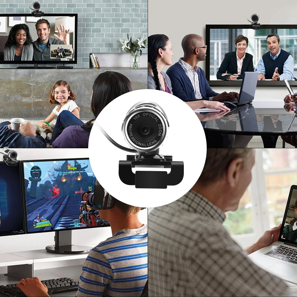 Kebidu USB HD веб камера с микрофоном высокой четкости 360 градусов клип на компьютер Skype