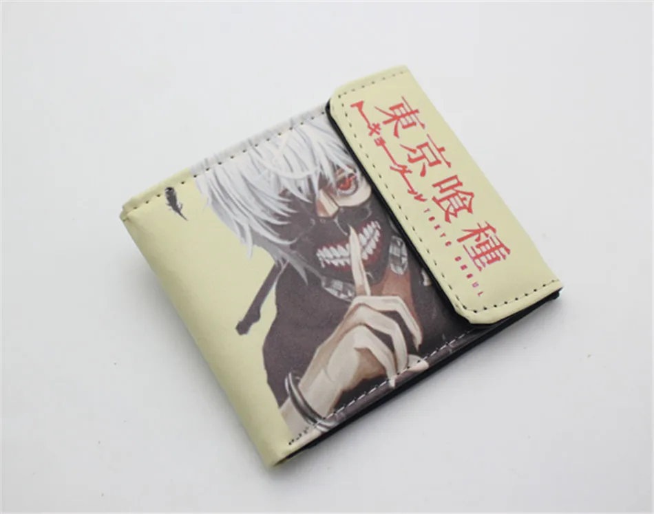 Аниме Токийский вурдалак Kaneki Ken Pu короткий кошелек Двойные фото держатель для карт мальчиков девочек мужской принт слои кошелек Кнопка кожаные кошельки