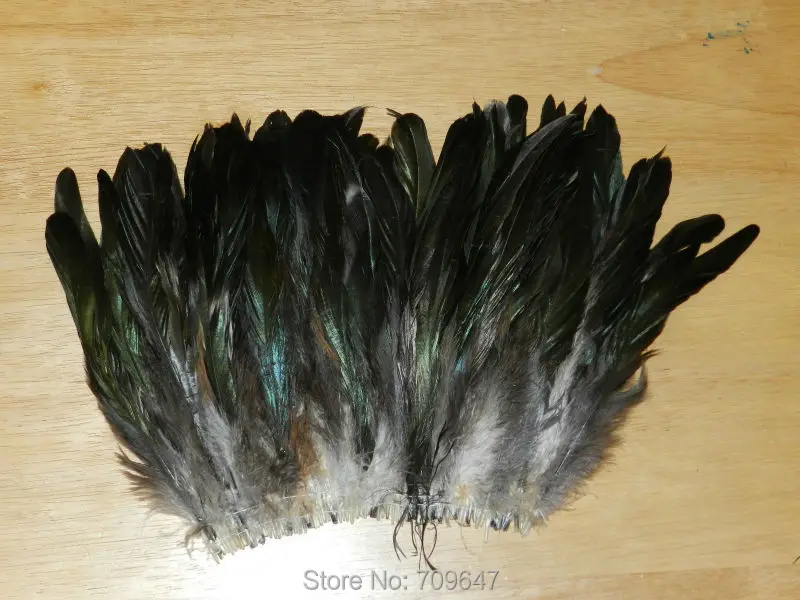 

Feathers Decoration! 200Pcs/Lot! 6-8" 15-20cm Loose Natural BLACK IRIDESCENT ROOSTER FEATHERS for craft/millinery/flyfishing