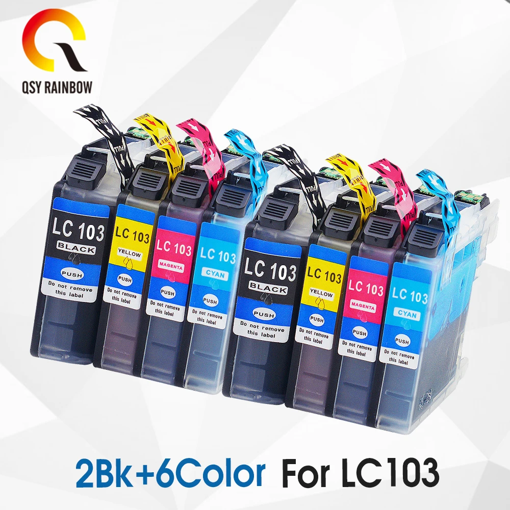CMYK поставки 8 шт. LC103 совместимый чернильный картридж для Brother MFC J470DW J475DW J650DW J870DW