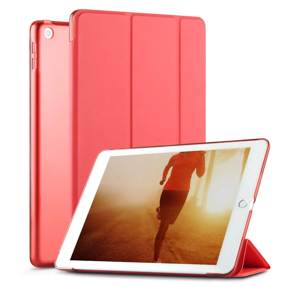 red Умный чехол из искусственной кожи с мягкой силиконовой подошвой для нового iPad 9,7 дюймов модель A1822 A1823 A1893 чехол Авто спящий чехол - Цвет: red