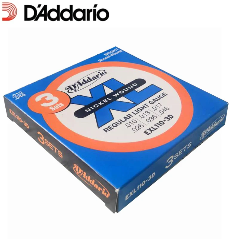 3 упаковки! Набор струн для электрогитары D&#x27Addario DAddario XL с никелевой обмоткой EXL110