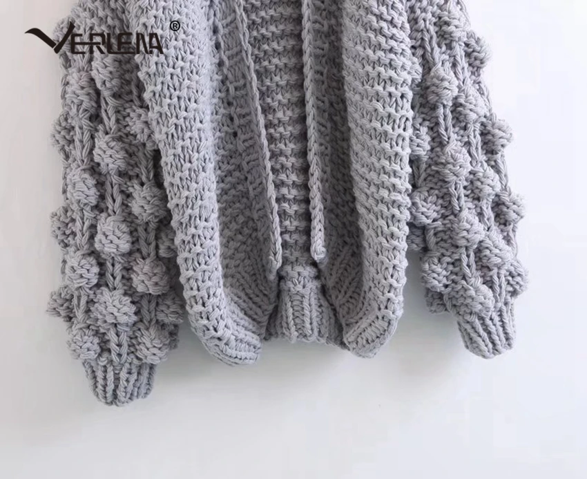 Verlena осень шикарный длинный женский кардиган объемный рукав шар однотонный розовый свитер v-образный вырез негабаритных свитера мода уличная