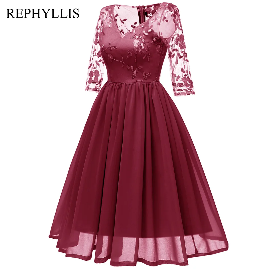 Женское шифоновое Прозрачное платье REPHYLLIS с V образным вырезом и рукавом 2/3 сзади