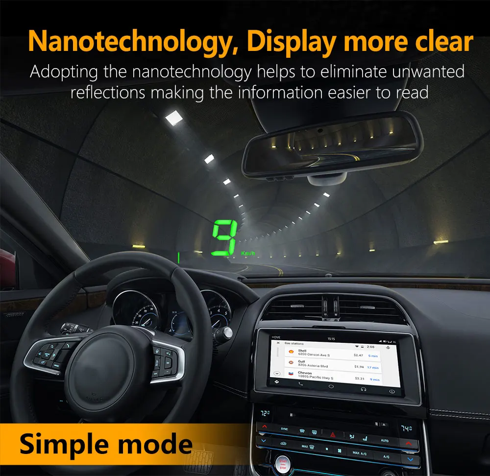 Цифровой gps скоростной метр A2 дисплей Авто HUD лобовое стекло проектор Электроника
