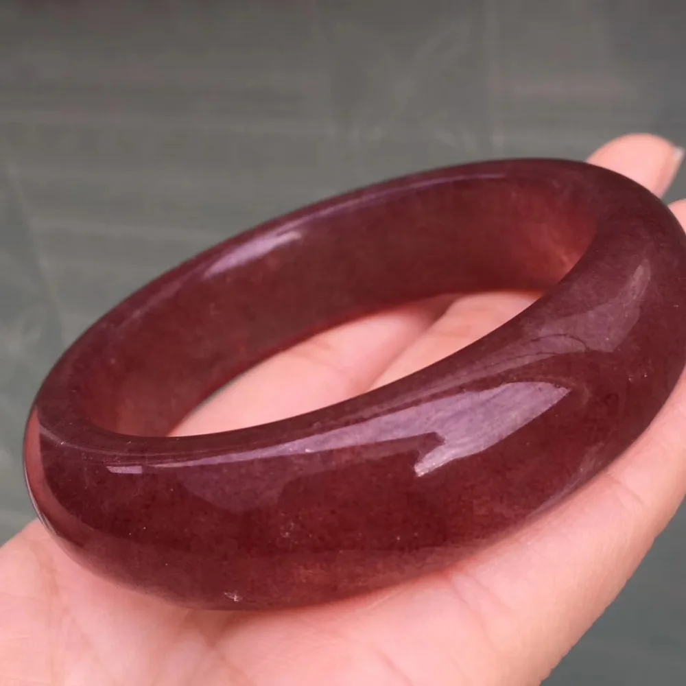 

Genuine Natural Ice Red Strawberry Quartz Crystal From Russia 18x10mm Woman Bangle 53mm 54mm 55mm 56mm 57mm 58mm 59mm 60mm AAAAA
