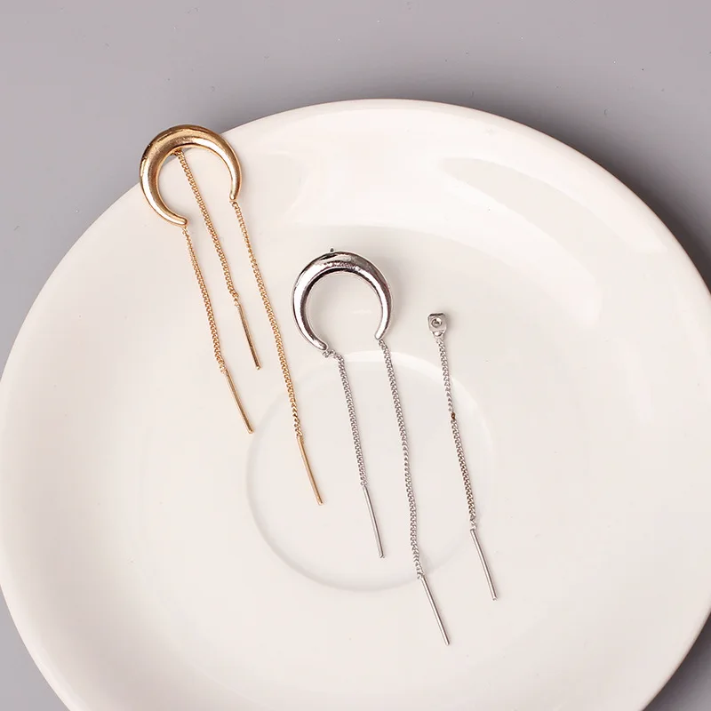 Женские Висячие серьги с Луной простые висячие двухсторонней подвеской