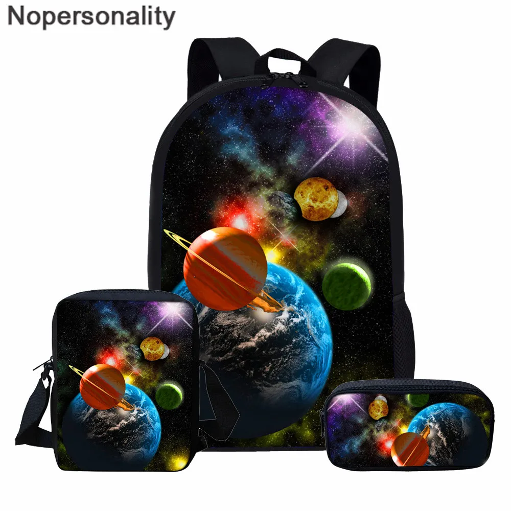 Детский Школьный рюкзак Nopersonality, ранец с 3D-принтом галактики и планеты, сумка для учеников, подростков
