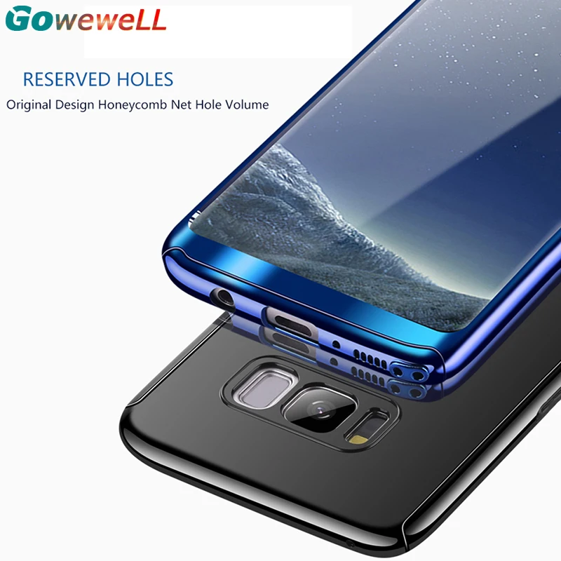 GOWEWELL Luxury Laser Plating 360 Phone Case for Samsung galaxy S8 S9 Plus Galaxy S7 Edge Note 8 duo Back Cover Full Film |
