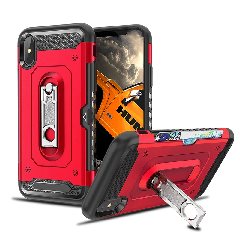 Чехол для iPhone XS MAX XR X 8 7 Plus 6 6s карт кошелек с держателем чехол TPU + PC гибридный