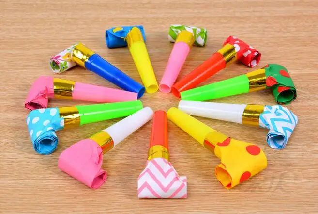 Маленькие многоцветные вечерние свистки для детей на день рождения украшения