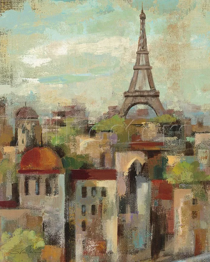 

Hot sell abstract art on canvas oil painting Landscape Spring in Paris by Silvia Vassileva Painting High quality hand painted