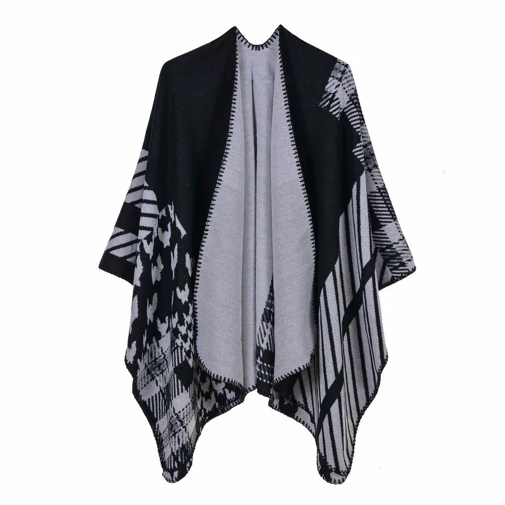 Женский шарф в Корейском стиле осенне-зимний утолщенный длинный плащ клетку с