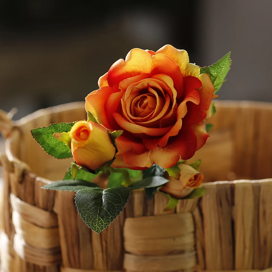 3 головы шелковые фланелевые розы Свадебные украшения искусственные цветы для