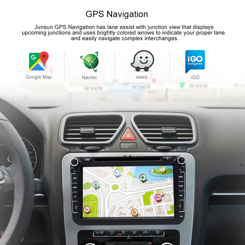 Junsun 2 din Автомобильный мультимедийный плеер авторадио 8 дюймов Android для VW GOLF 5 поло
