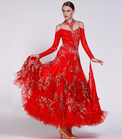 Платье для бальных танцев красное черное с вырезом на спине|ballroom dress|competition ballroom